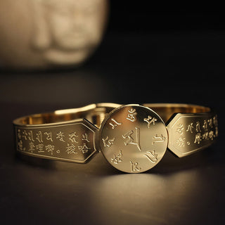 Buddha Gift Yin Yang Lotus Om Mani Padme Hum Mantra Titanium Steel Harmony Bracelet Bangle