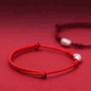 Buddha Gift 999 Sterling Silver Bean Design Luck Connection Handmade Braided Bracelet