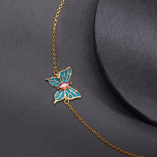 Buddha Gift 925 Sterling Silver Butterfly Zircon Love Chain Bracelet