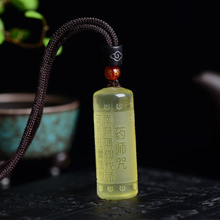 Buddha Gift Heart Sutra Citrine Happiness Strength Necklace Pendant