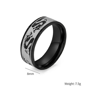 Buddha Gift Dragon Carved Protection Strength Titanium Steel Ring