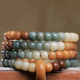 Buddha Gift 108 Mala Beads Gradient Bodhi Seed Green Tara Buddha Engraved Peace Harmony Bracelet