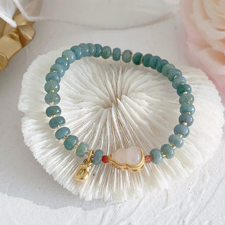 Buddha Gift Natural Hetian Jade Pearl Peace Buckle Fu Character Gourd Money Bag Strawberry Quartz PiXiu Luck Bracelet