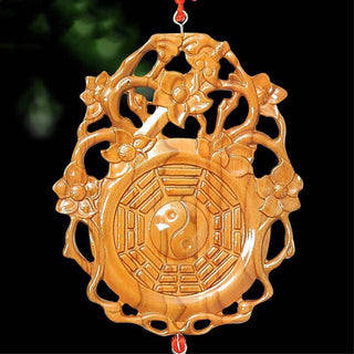 Buddha Gift Feng Shui Bagua Map Peach Wood Chinese Knotting Balance Energy Map