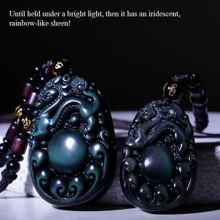Buddha Gift Tibetan Positive Rainbow Obsidian PiXiu Necklace