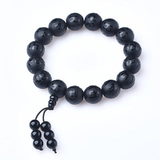 Buddha Gift Tibet White Crystal Black Onyx Om Mani Padme Hum Meditation Bracelet