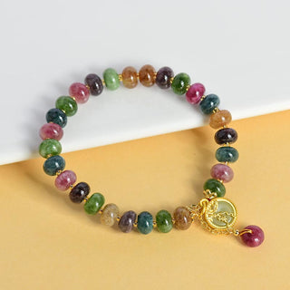 Buddha Gift Colorful Tourmaline Cute Flower Rabbit Charm Love Bracelet