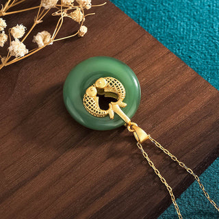 Buddha Gift Cyan Jade Koi Fish Luck Necklace Pendant