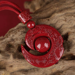 Buddha Gift One's Luck Improves Design Patern Natural Cinnabar Concentration Necklace Pendant