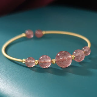 Buddha Gift Natural Strawberry Quartz Love Healing Bracelet Bangle