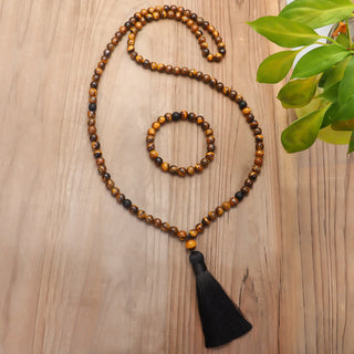 Buddha Gift 108 Beads Mala Tiger Eye Protection Tassel Bracelet