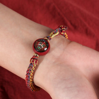 Buddha Gift Colorful Rope Cinnabar Thangka Blessing Braided Bracelet