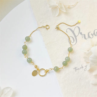 Buddha Gift Unique Natural Hetian Jade 14K Gold filled Luck Beaded Bracelet