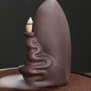 Buddha Gift Tibetan Avalokitesvara Buddha Lotus Healing Backflow Smoke Fountain Incense Burner