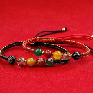 Buddha Gift Five Directions Gods of Wealth Agate Handmade Protection String Braid Bracelet