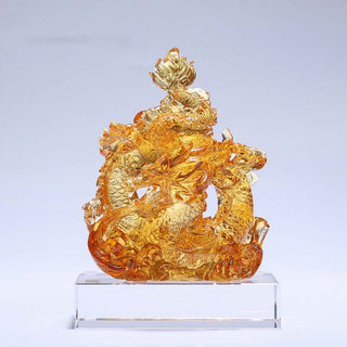 Buddha Gift Year of the Dragon Handmade Liuli Crystal Art Piece Protection Home Office Decoration With Base