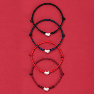 Buddha Gift 999 Sterling Silver Bean Design Luck Connection Handmade Braided Bracelet