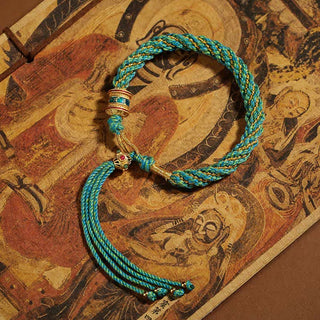 Buddha Gift Tibetan Handmade Luck Thangka Prayer Wheel Charm Weave String Bracelet