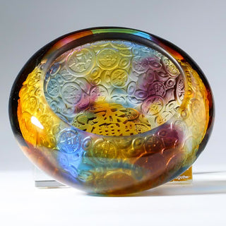 Buddha Gift Handmade Liuli Crystal Treasure Bowl Ingots Art Piece Home Decoration