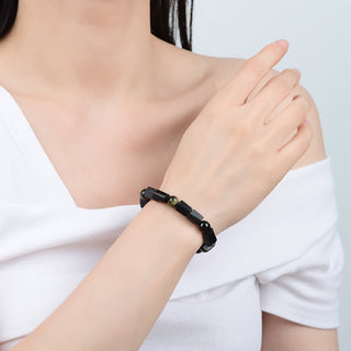 Buddha Gift Gold Sheen Obsidian Black Tourmaline Wealth Bracelet