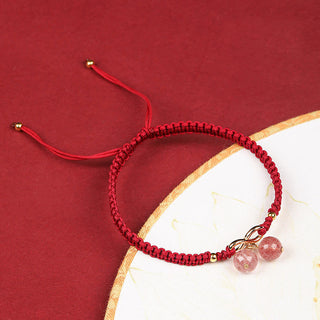 Buddha Gift Natural Strawberry Quartz Amethyst Green Phantom Bead Positive Bracelet