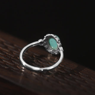 925 Sterling Silver Tibetan Turquoise Red Agate Protection Ring