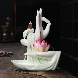Buddha GiftTibetan Lotus Blessing Incense Burner Decoration