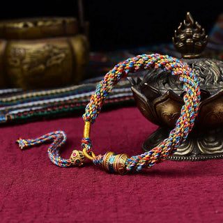 Buddha Gift Tibetan Handmade Luck Thangka Prayer Wheel Charm Weave String Bracelet