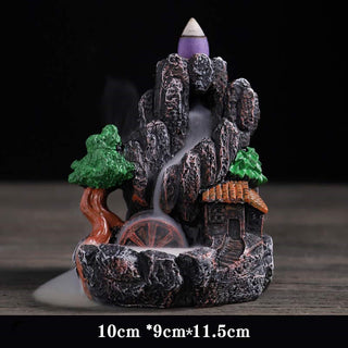 Buddha Gift Mountain Bridges Pattern Meditation Resin Backflow Incense Burner
