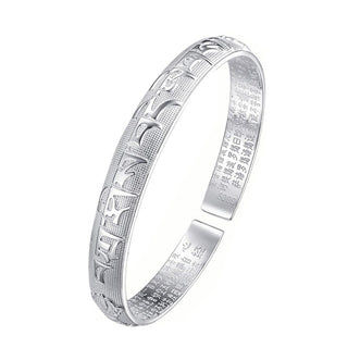 Buddha Gift Tibetan Sanskrit White Copper Meditation Prayer Bracelet Bangle