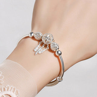 Buddha Gift Tibetan White Copper Blessing Dream Catcher Charm Bracelet