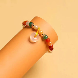 Buddha Gift 14K Gold Plated Colorful Golden Silk Jade Peace Buckle Wealth Bracelet