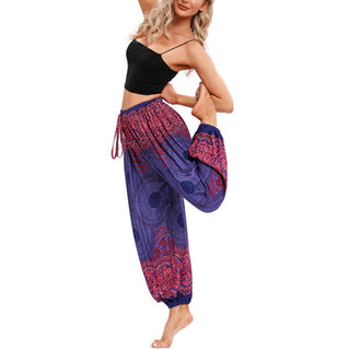 Buddha Gift Loose Circle-shaped Flowers Pattern Harem Trousers Women's Yoga Pants