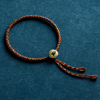 Buddha Gift Handmade 925 Sterling Silver Chinese Zodiac Natal Buddha Protection Colorful Rope Bracelet