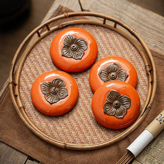 Buddha Gift Persimmon Ceramic Meditation Healing Incense Burner Incense Holders