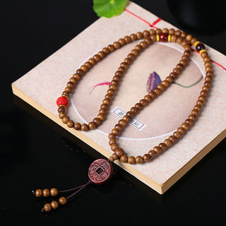Buddha Gift 108 Mala Beads Peach Wood Bodhi Seed Lotus Prayer Meditation Bracelet