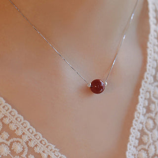 Buddha Gift 925 Sterling Silver Cinnabar Bead Calm Blessing Necklace Pendant
