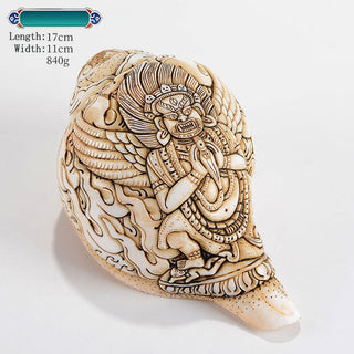 Buddha Gift Tibetan Handmade Engraved Shankha Buddha Avalokitesvara Conch Shell Wealth Decoration