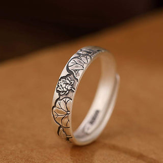 Buddha Gift 999 Sterling Silver Lotus Peony Flower Enlightenment Ring