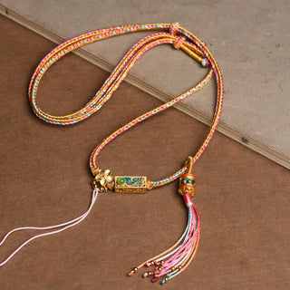 Buddha Gift Colorful String Copper Wealth Necklace Pendant