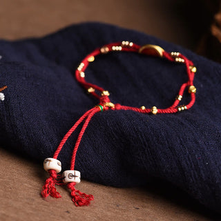 Buddha Gift Handmade Cinnabar Dumplings Design Luck Braided Red Rope Bracelet