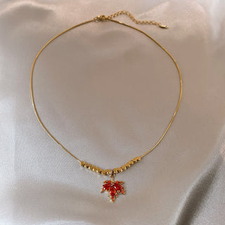 Buddha Gift Maple Leaf Zircon Luck Necklace Pendant Ring Earrings