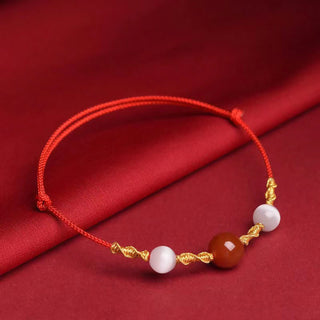 Buddha Gift Natural Red Agate Cat Eye Calm Braided String Bracelet Necklace Pendant