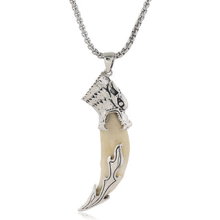 Buddha Gift Imitation Wolf Tooth Titanium Steel Balance Necklace Pendant