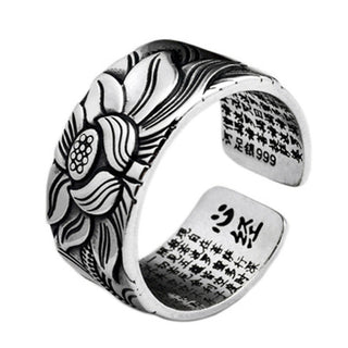 Buddha Gift Tibetan Lotus White Copper Enlightenment Ring