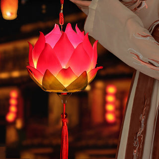 Buddha Gift DIY Lotus Flower Dragon Lantern Tassel Lamp Decoration