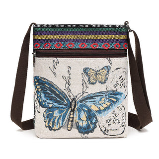 Buddha Gift Elephant Butterfly Embroidered Canvas Tote Bag Shoulder Bag Crossbody Bag