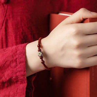 Buddha Gift 925 Sterling Silver Chinese Zodiac Natal Buddha Cinnabar Calm Bracelet
