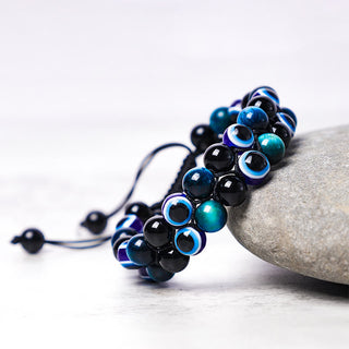 Buddha Gift Evil Eye Hematite Tiger Eye Protection Beaded Bracelet
