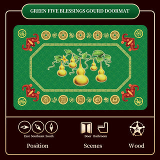 Buddha Gift Five Elements Lucky Crane Gourd Kirin Dragon Axe Nine Koi Fish Non-slip Foot Pad Doormat